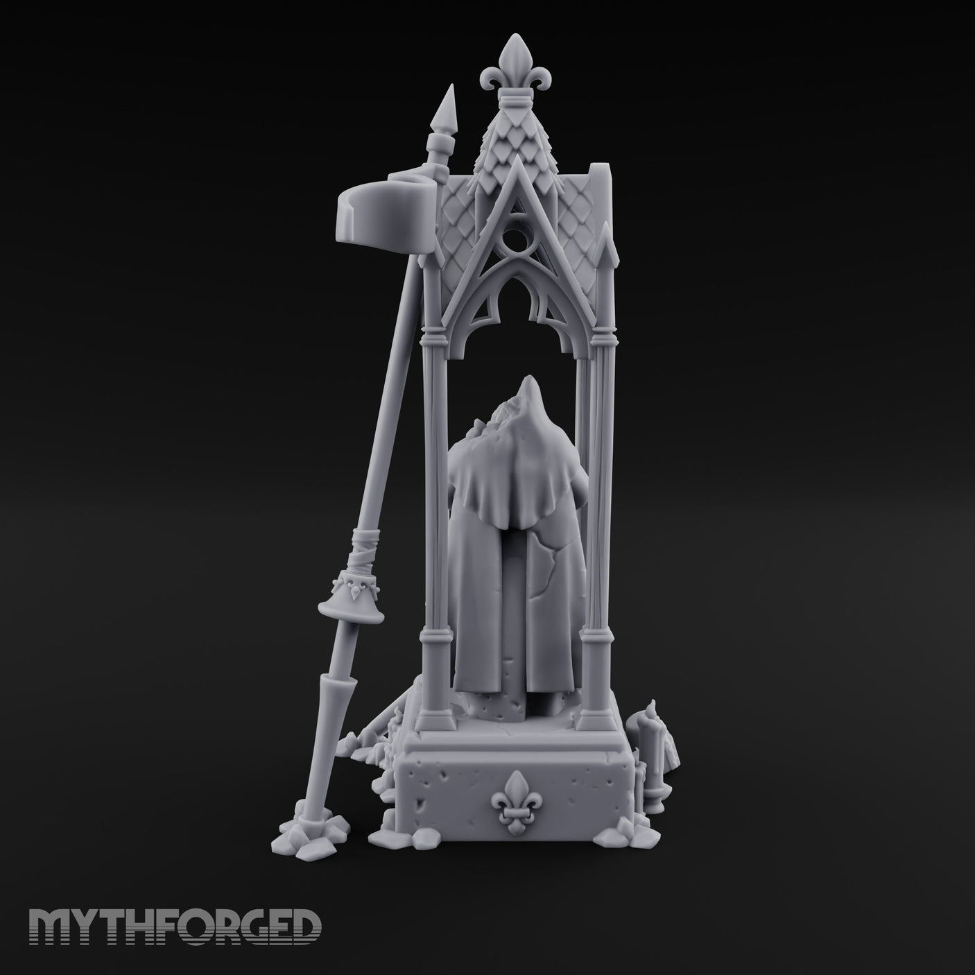 Chalice-Bearing Gothic-Spired Lady Shrine Miniature for Dungeons and Dragons, Pathfinder or other TTRPGs