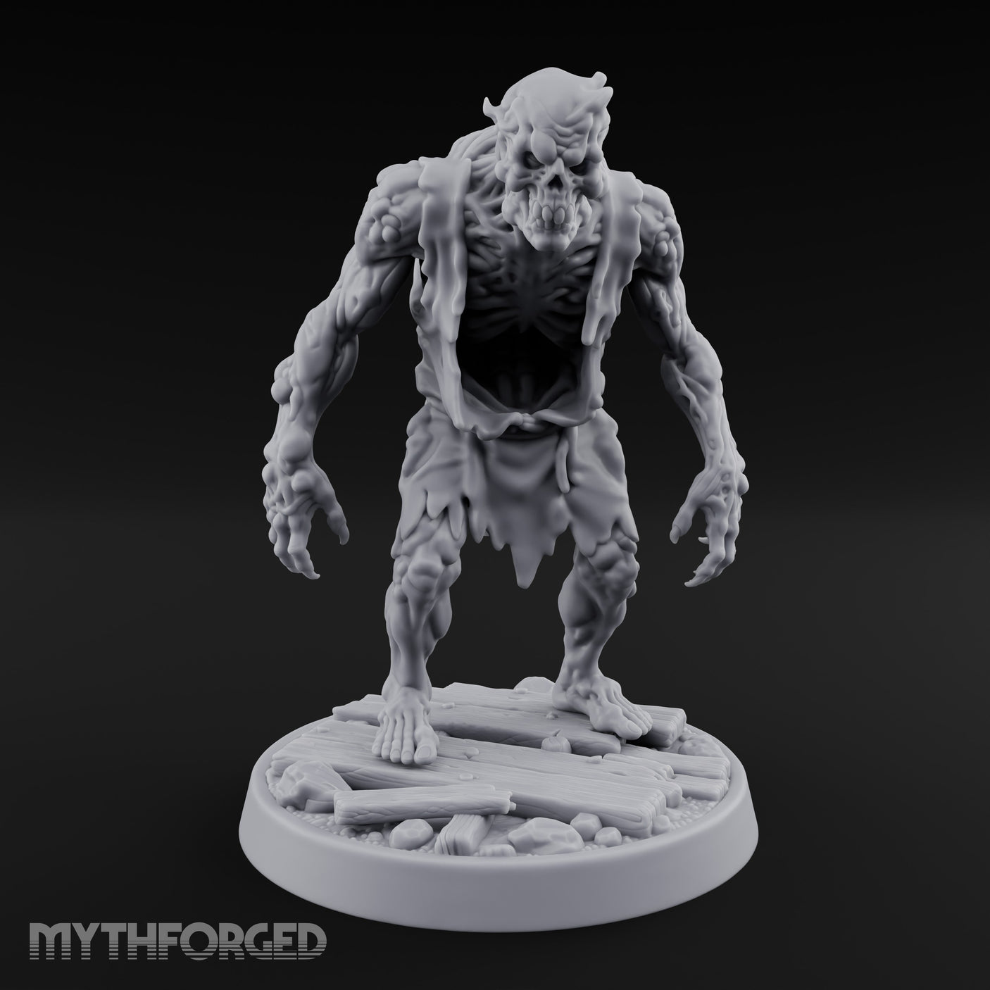 Chest Splitting Zombie Brute Miniature for Dungeons and Dragons, Pathfinder or other TTRPGs