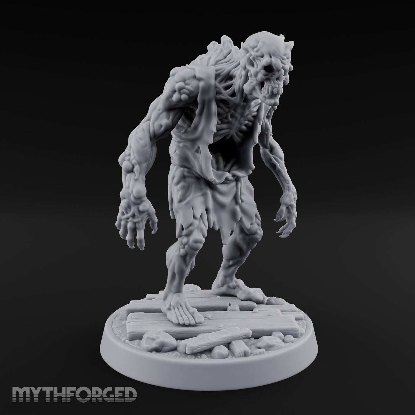 Chest Splitting Zombie Brute Miniature for Dungeons and Dragons, Pathfinder or other TTRPGs