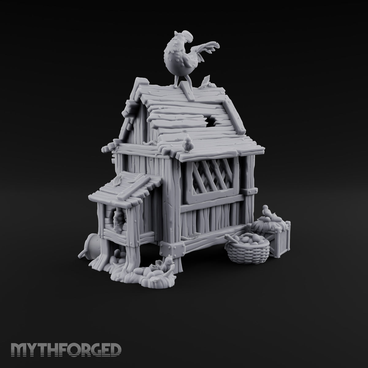 Rooster-Topped Chicken Coop