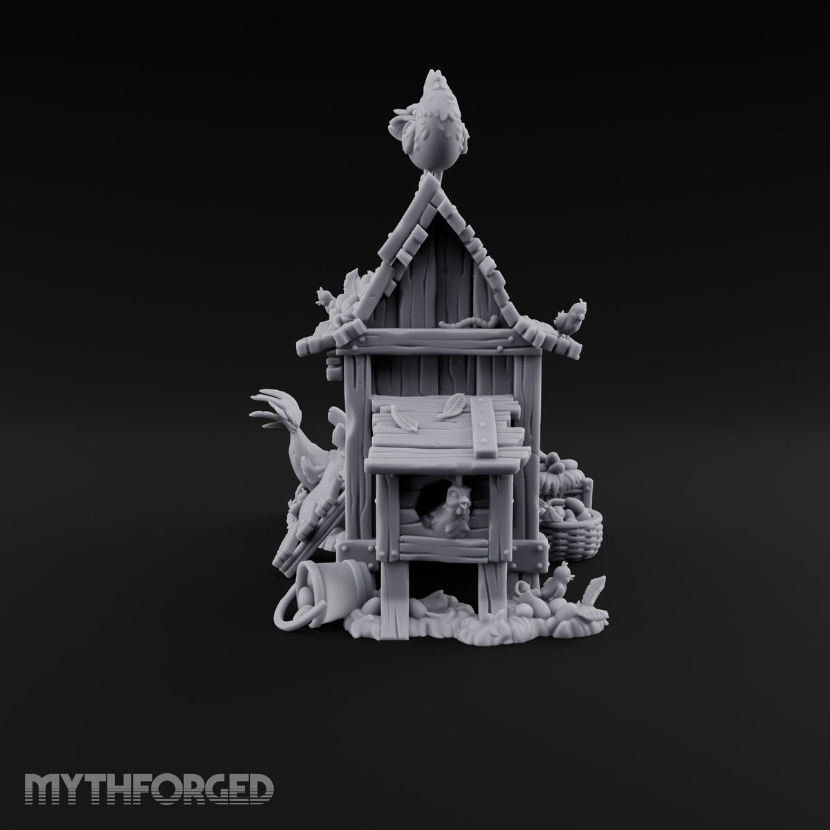 Rooster-Topped Chicken Coop