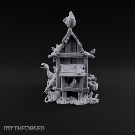 Rooster-Topped Chicken Coop Miniature for Dungeons and Dragons, Pathfinder or other TTRPGs