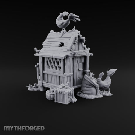 Rooster-Topped Chicken Coop Miniature for Dungeons and Dragons, Pathfinder or other TTRPGs
