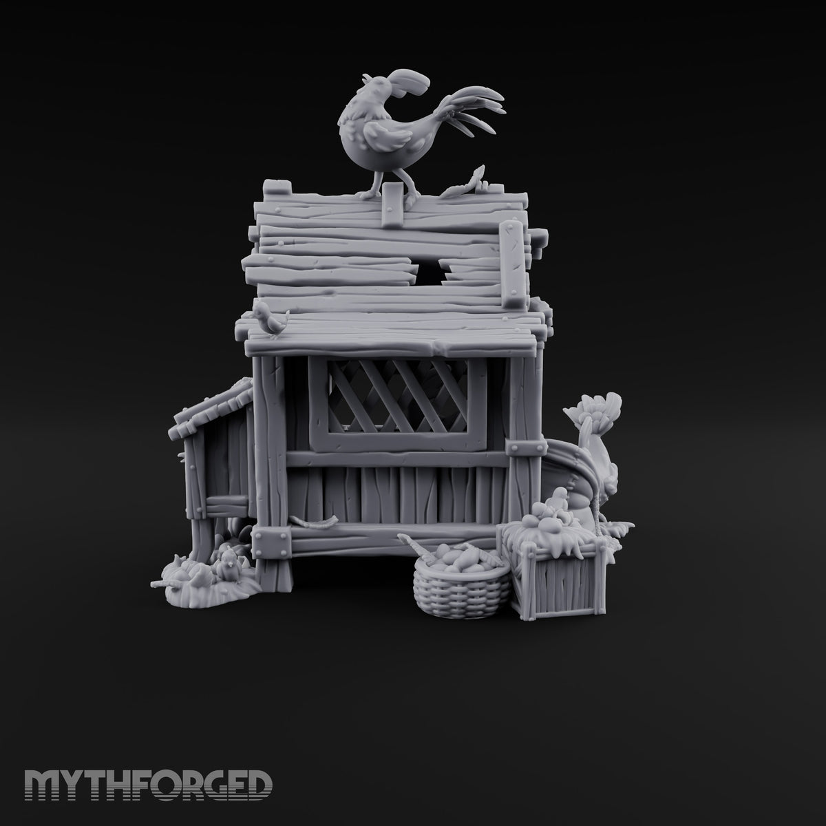 Rooster-Topped Chicken Coop