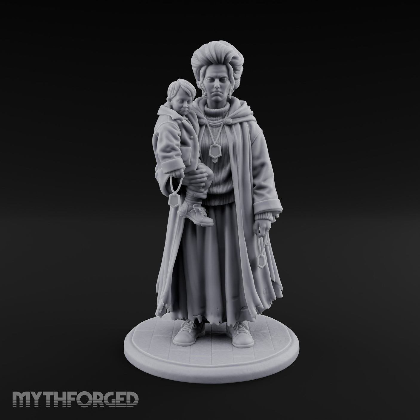 Child Cradling Human Cultist Miniature for Dungeons and Dragons, Pathfinder or other TTRPGs