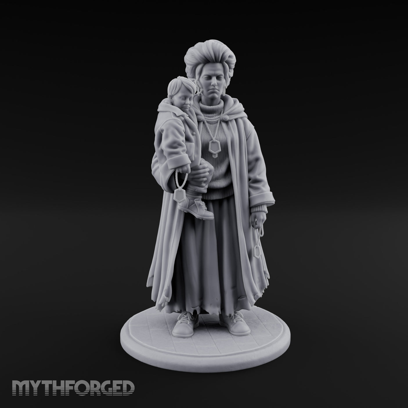 Child Cradling Human Cultist Miniature for Dungeons and Dragons, Pathfinder or other TTRPGs