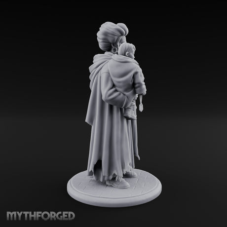 Child Cradling Human Cultist Miniature for Dungeons and Dragons, Pathfinder or other TTRPGs