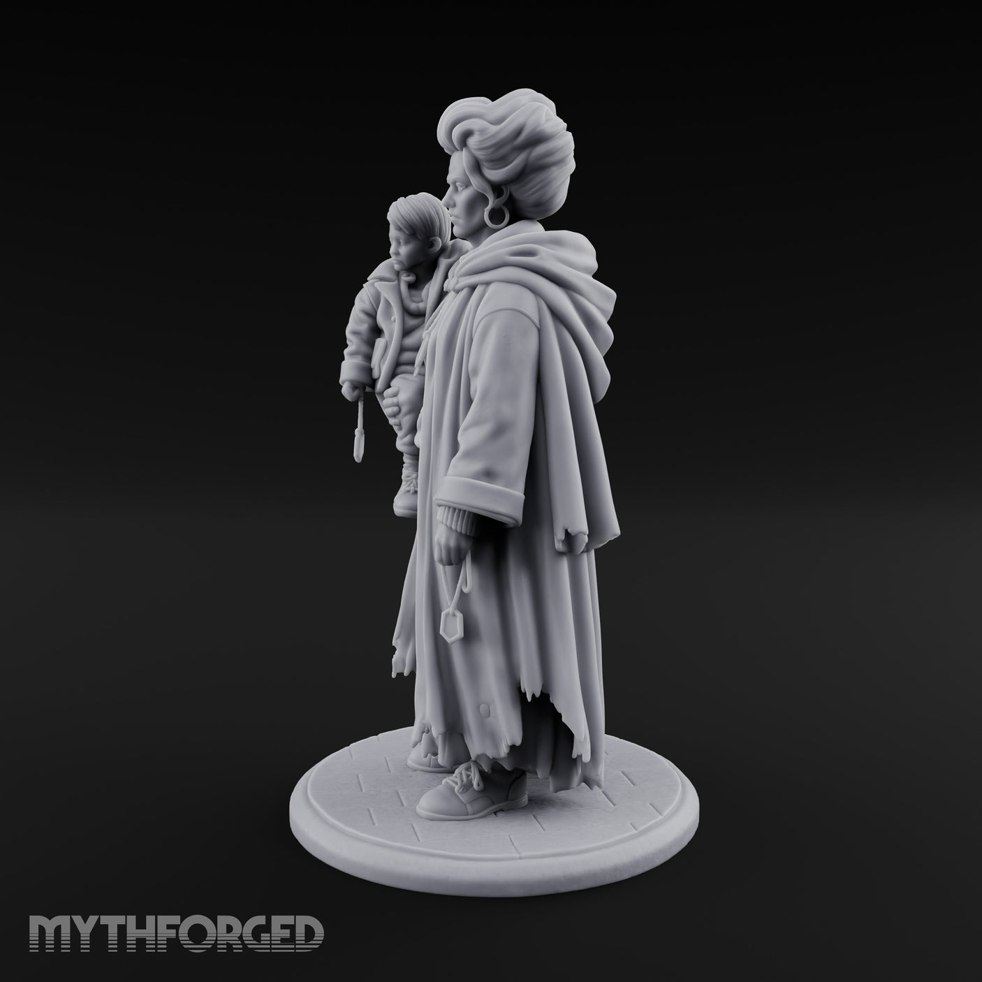 Child Cradling Human Cultist Miniature for Dungeons and Dragons, Pathfinder or other TTRPGs