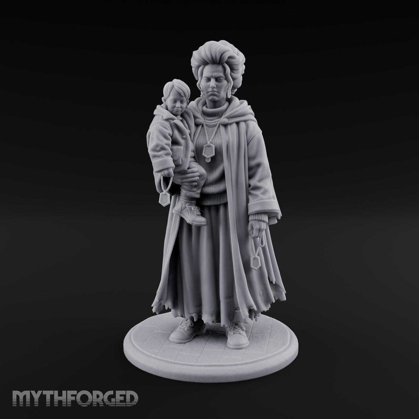 Child Cradling Human Cultist Miniature for Dungeons and Dragons, Pathfinder or other TTRPGs