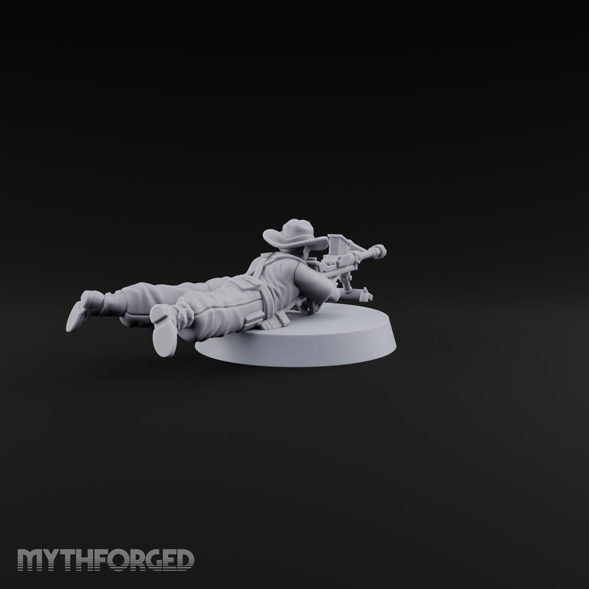 Flat Out, Eyes Down Human Prone Anti-Tank Rifle Crewman A