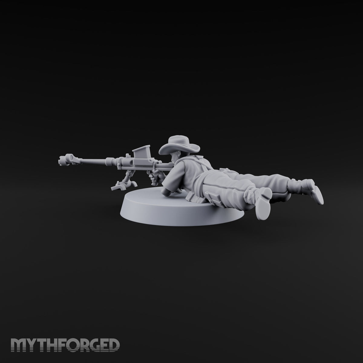 Flat Out, Eyes Down Human Prone Anti-Tank Rifle Crewman A