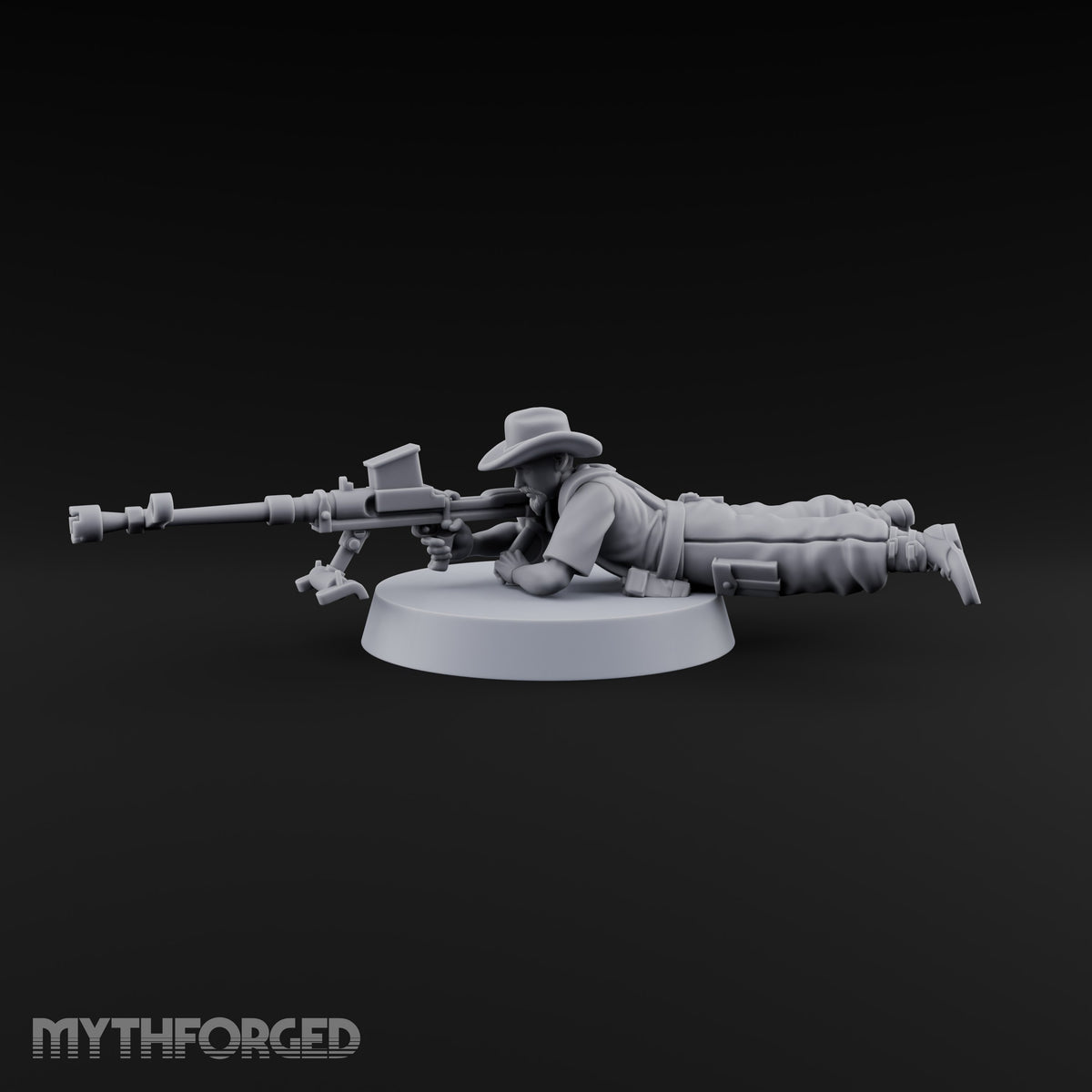 Flat Out, Eyes Down Human Prone Anti-Tank Rifle Crewman A