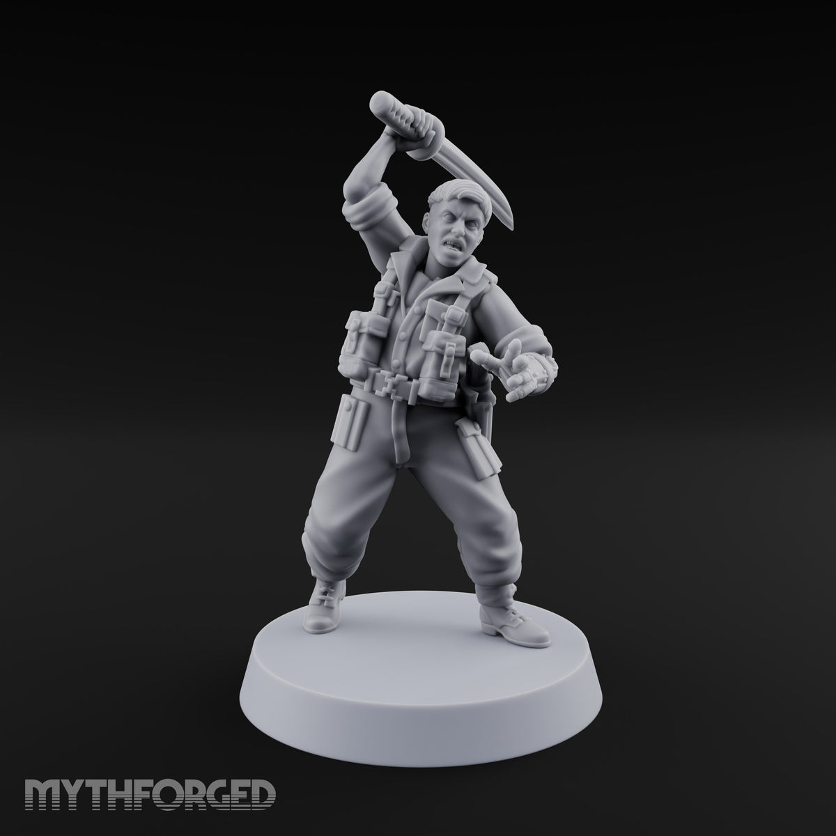 Steel Arm, Stolen Blade Human Officer with Katana and Mechanical Arm — Mechanical