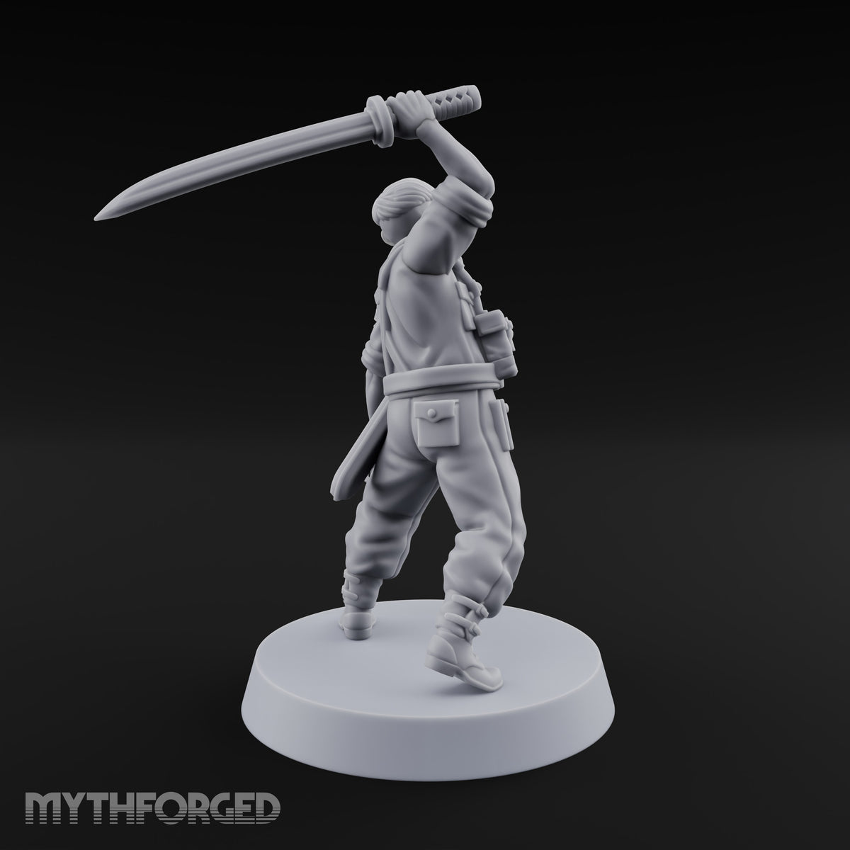 Steel Arm, Stolen Blade Human Officer with Katana and Mechanical Arm — Natural