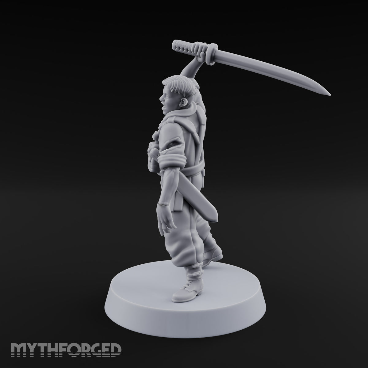 Steel Arm, Stolen Blade Human Officer with Katana and Mechanical Arm — Natural