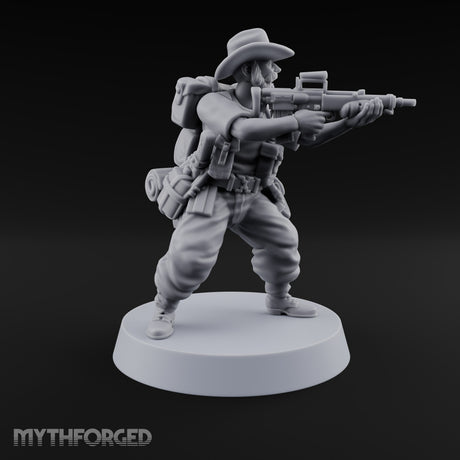 Brims Low, Bullpups Up Human Rifleman in Slouch Hat D