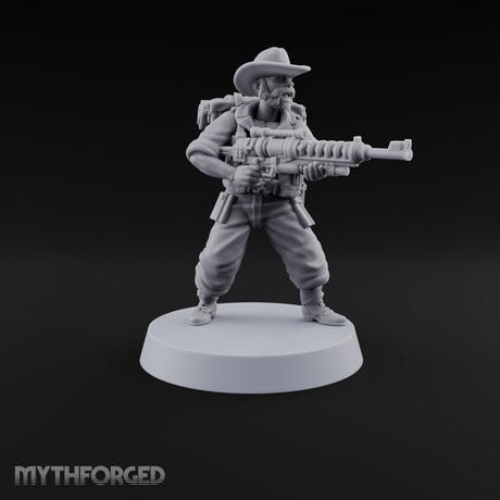 Beards Bristling, Rifles Humming Human Heavy Tesla Rifle Soldiers — D