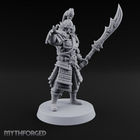 Blade Raised Chinese Style Human General Miniature for Dungeons and Dragons, Pathfinder or other TTRPGs