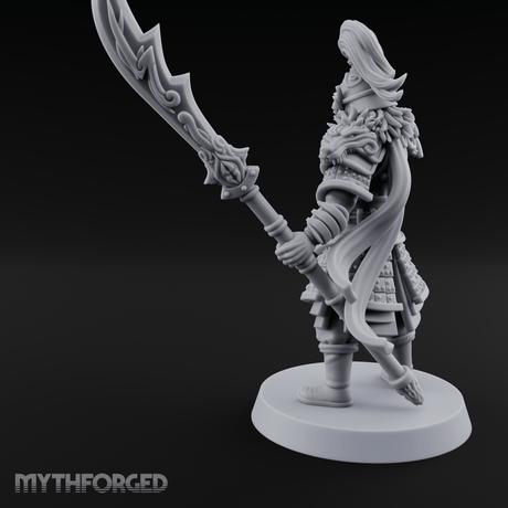 Blade Raised Chinese Style Human General Miniature for Dungeons and Dragons, Pathfinder or other TTRPGs