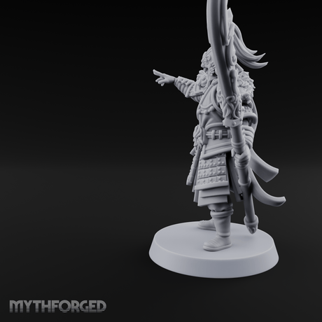 Blade Raised Chinese Style Human General Miniature for Dungeons and Dragons, Pathfinder or other TTRPGs