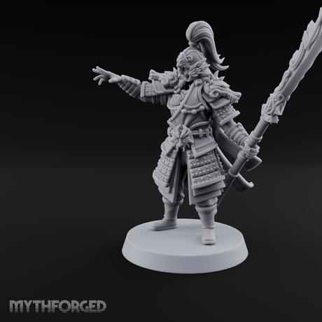 Blade Raised Chinese Style Human General Miniature for Dungeons and Dragons, Pathfinder or other TTRPGs