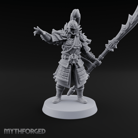 Blade Raised Chinese Style Human General Miniature for Dungeons and Dragons, Pathfinder or other TTRPGs