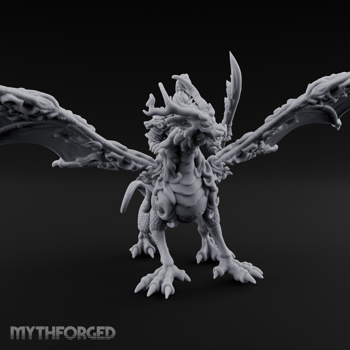 Wings Spread Wide Chinese Dragon Warlord Miniature for Dungeons and Dragons, Pathfinder or other TTRPGs
