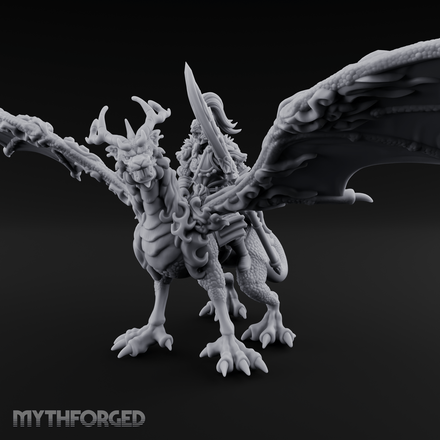 Wings Spread Wide Chinese Dragon Warlord Miniature for Dungeons and Dragons, Pathfinder or other TTRPGs