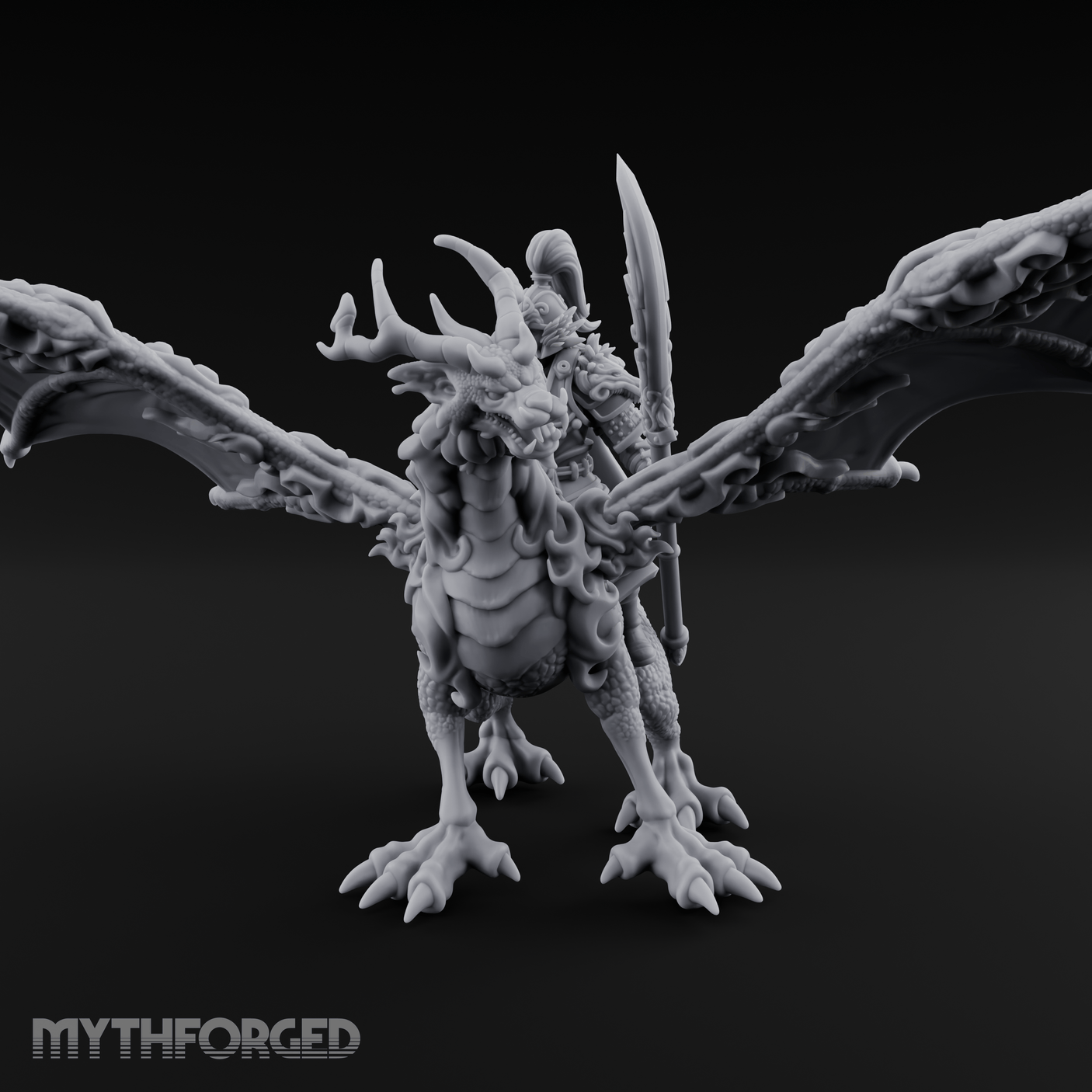 Wings Spread Wide Chinese Dragon Warlord Miniature for Dungeons and Dragons, Pathfinder or other TTRPGs
