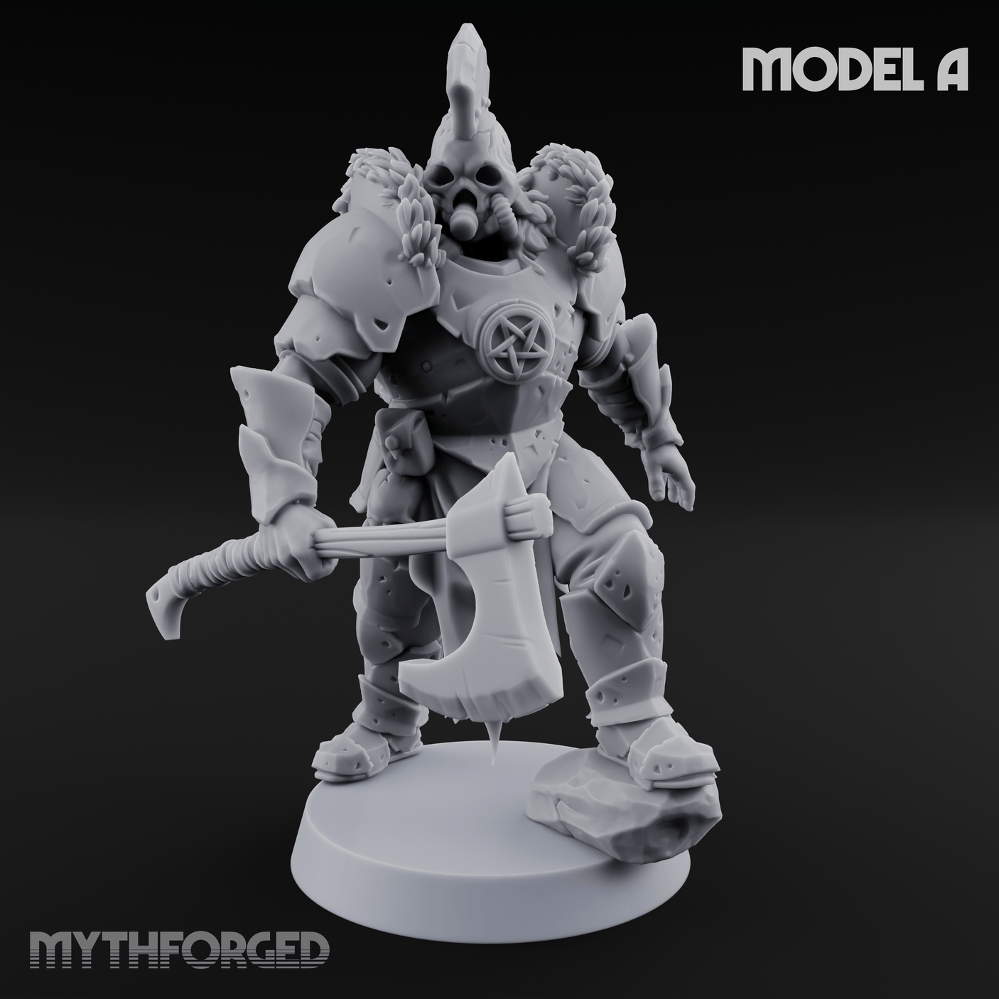 Skull Power Armored Space Warriors Miniature for Dungeons and Dragons, Pathfinder or other TTRPGs