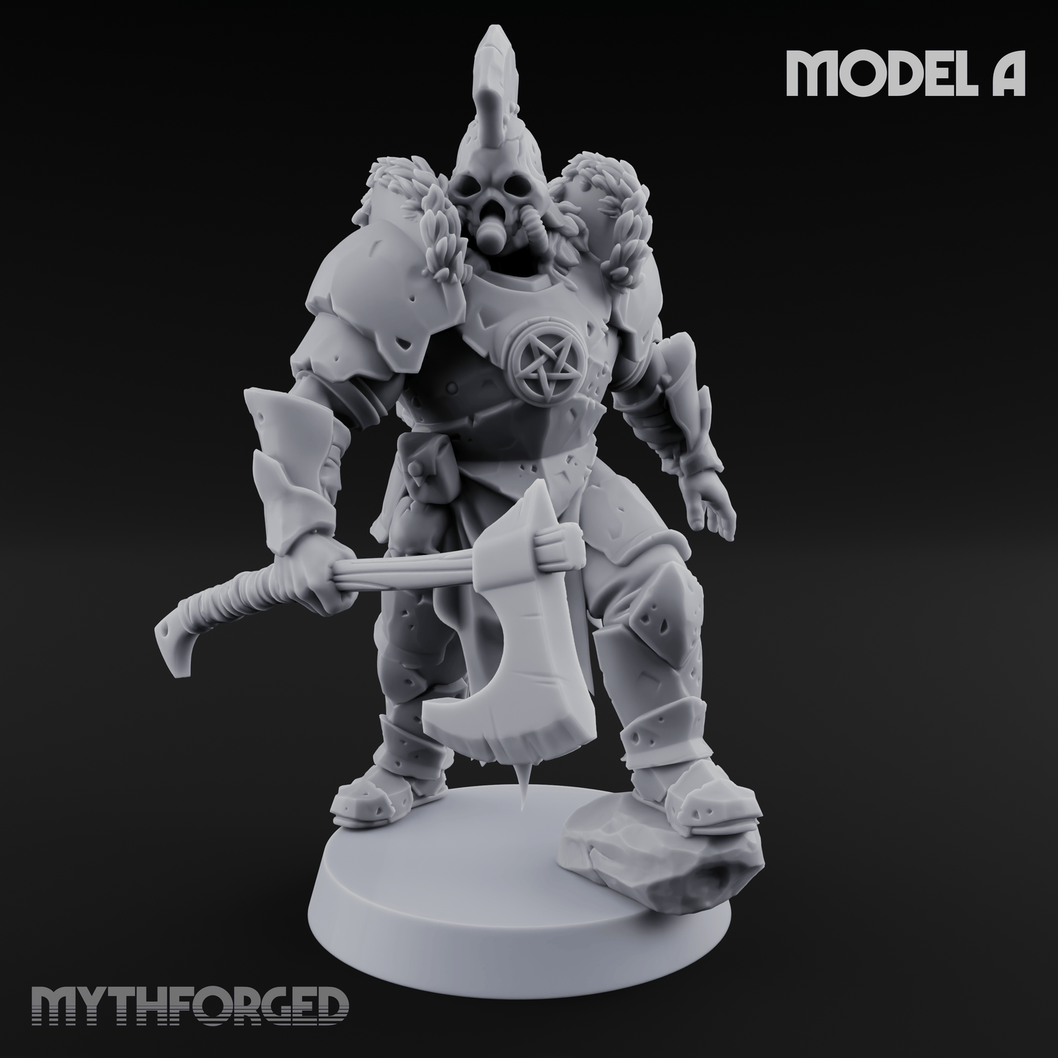 Skull Power Armored Space Warriors Miniature for Dungeons and Dragons, Pathfinder or other TTRPGs