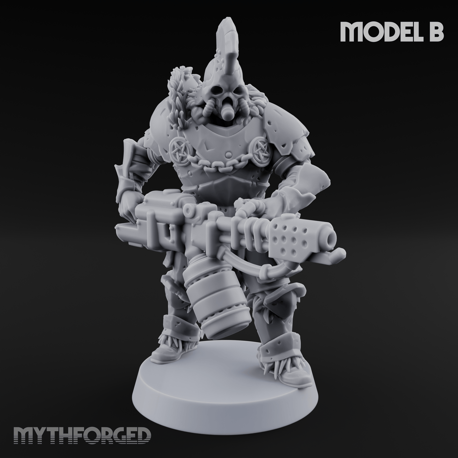 Skull Power Armored Space Warriors Miniature for Dungeons and Dragons, Pathfinder or other TTRPGs