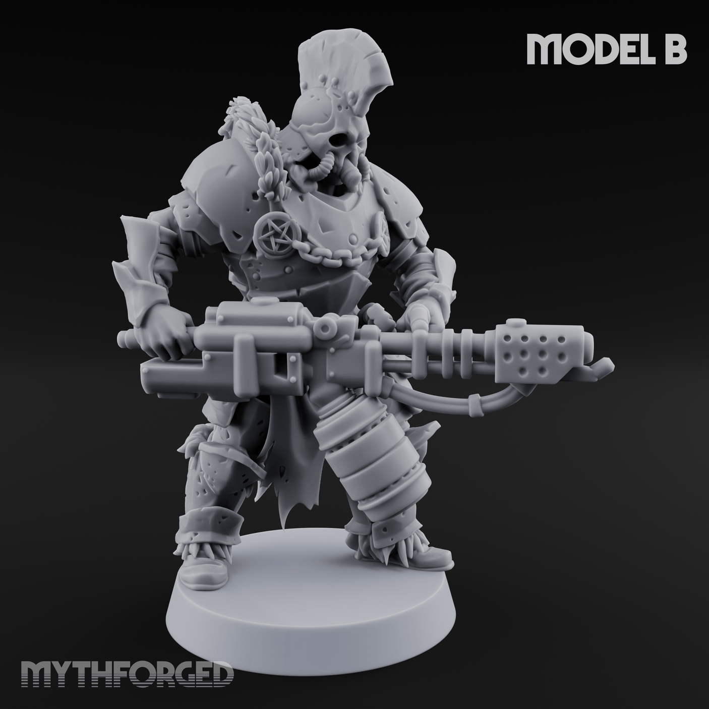 Skull Power Armored Space Warriors Miniature for Dungeons and Dragons, Pathfinder or other TTRPGs