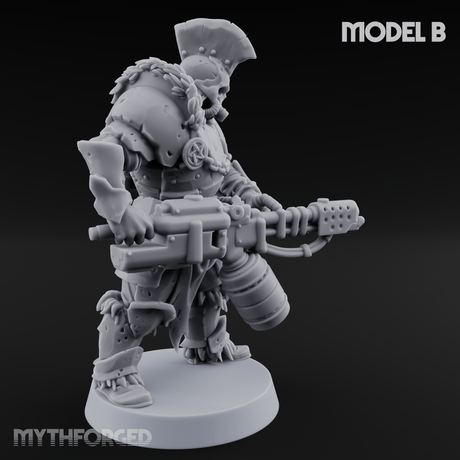 Skull Power Armored Space Warriors B Miniature for Dungeons and Dragons, Pathfinder or other TTRPGs