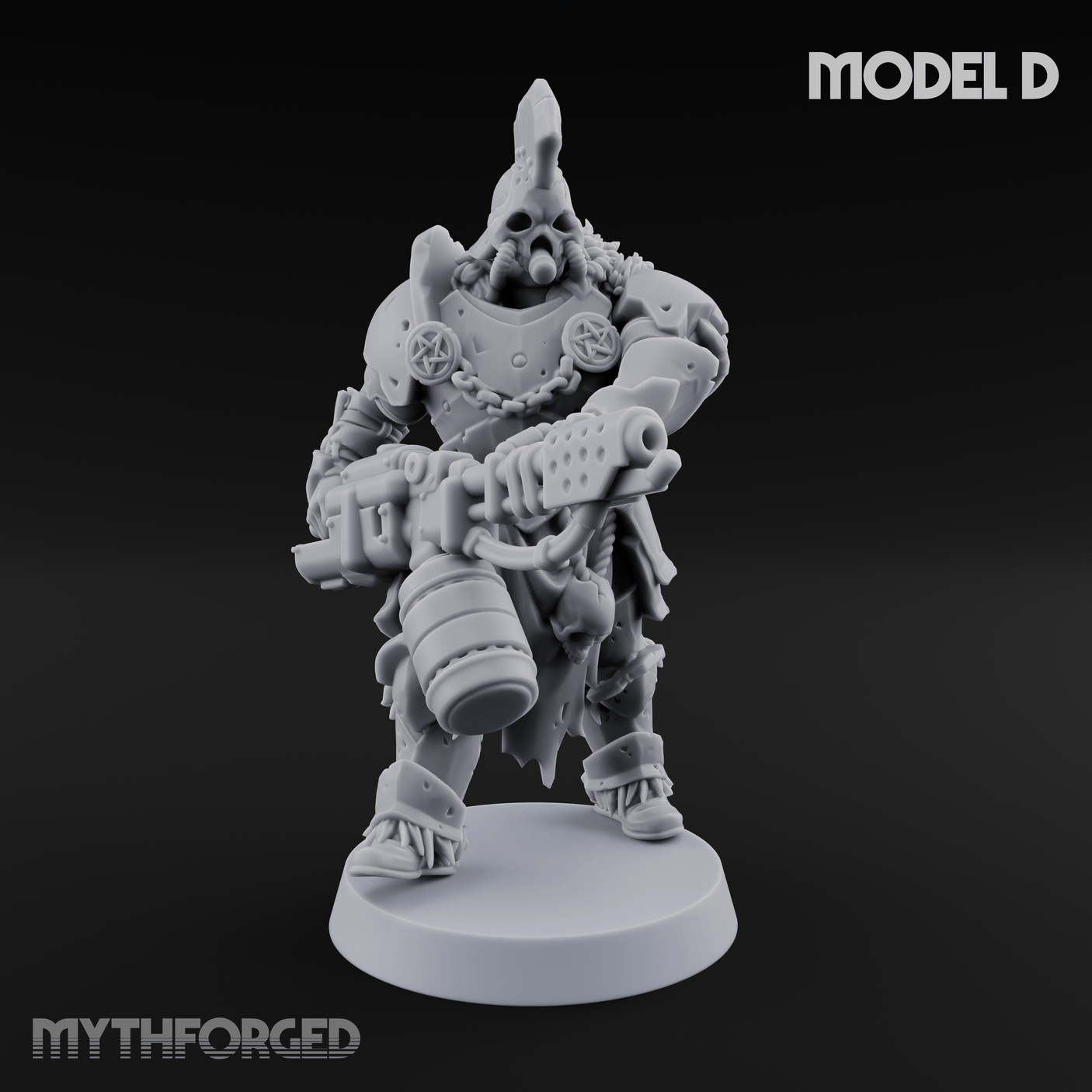 Skull Power Armored Space Warriors Miniature for Dungeons and Dragons, Pathfinder or other TTRPGs