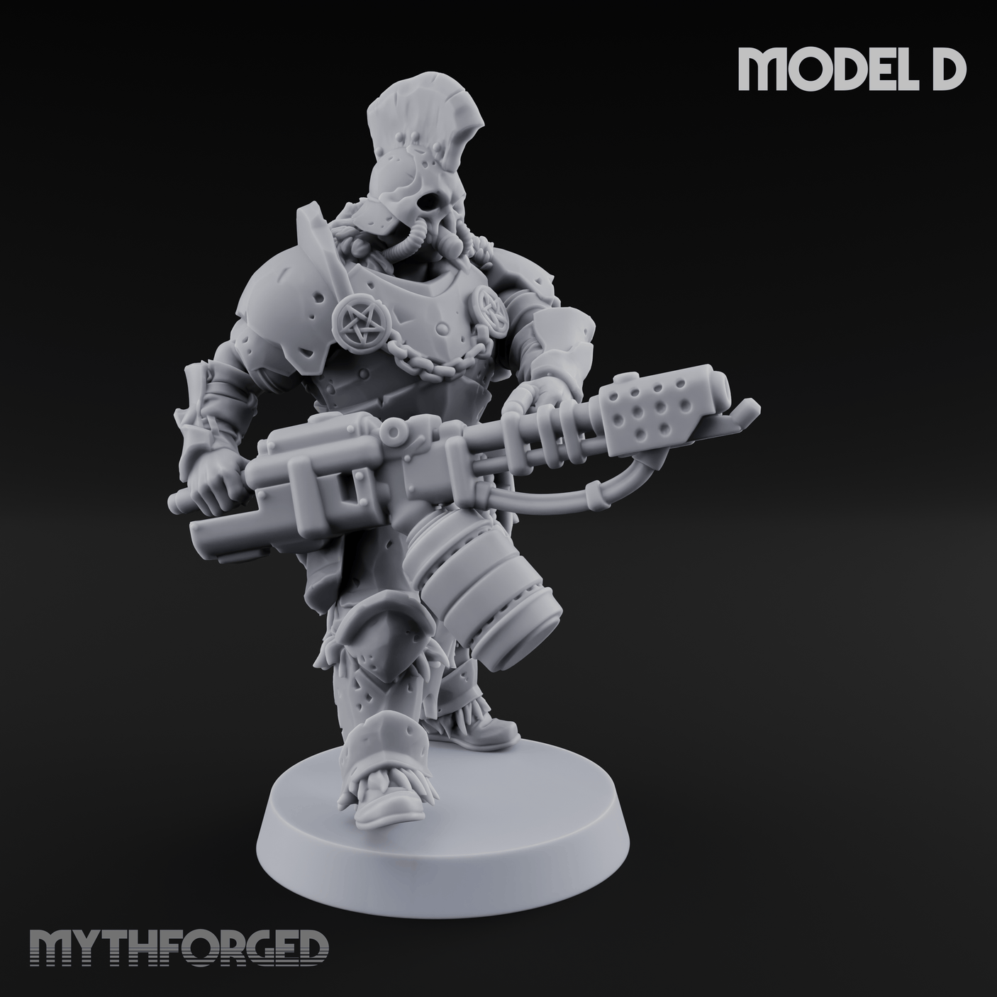 Skull Power Armored Space Warriors Miniature for Dungeons and Dragons, Pathfinder or other TTRPGs