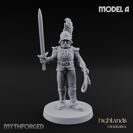 Plume Standing Proud Human Guards Miniature for Dungeons and Dragons, Pathfinder or other TTRPGs