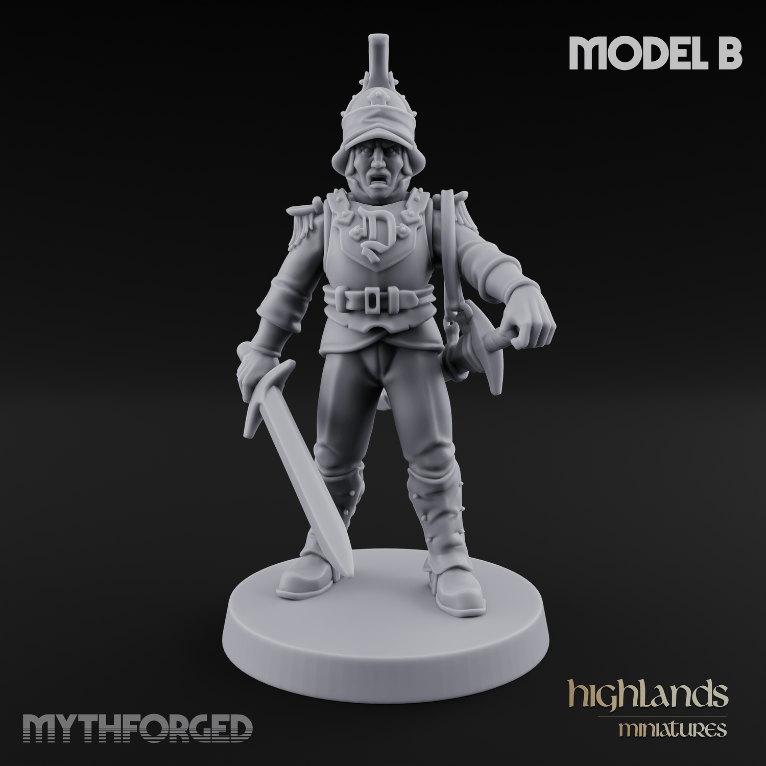Plume Standing Proud Human Guards B Miniature for Dungeons and Dragons, Pathfinder or other TTRPGs