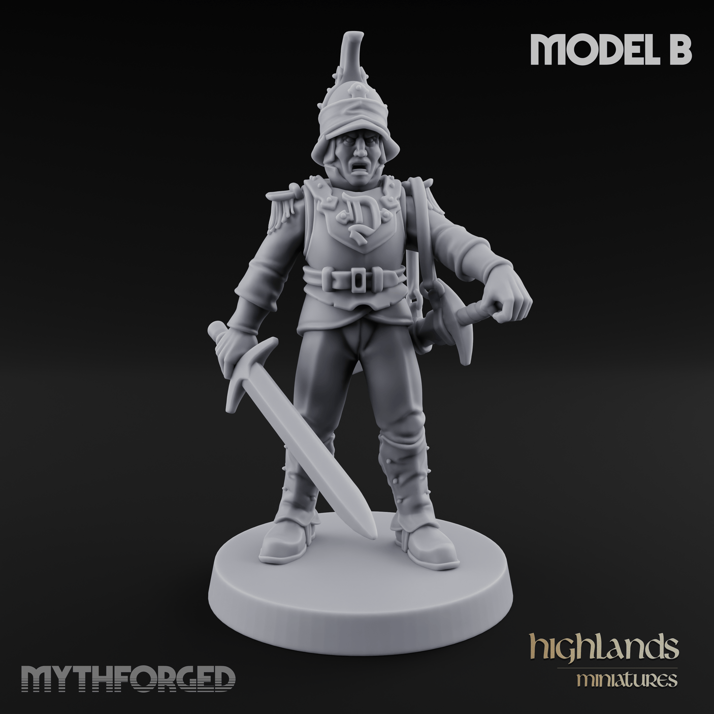 Plume Standing Proud Human Guards B Miniature for Dungeons and Dragons, Pathfinder or other TTRPGs