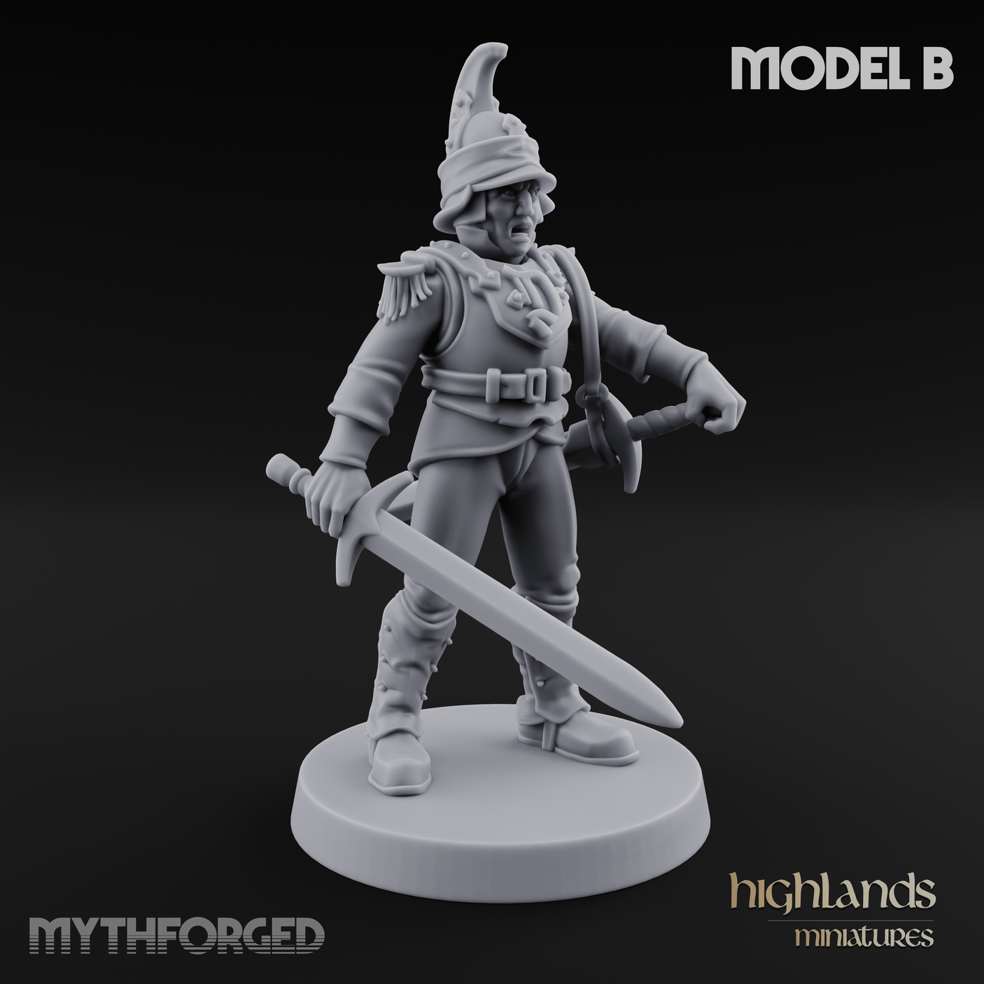 Plume Standing Proud Human Guards B Miniature for Dungeons and Dragons, Pathfinder or other TTRPGs