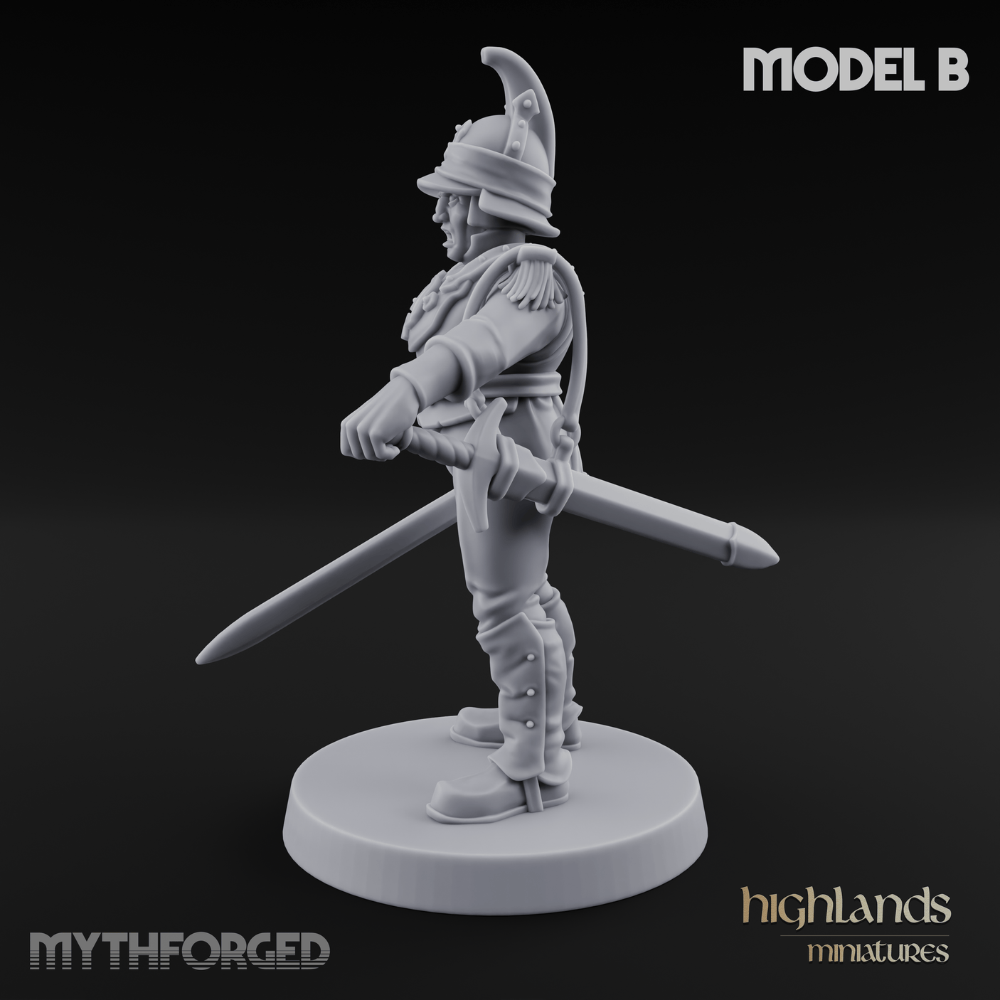 Plume Standing Proud Human Guards B Miniature for Dungeons and Dragons, Pathfinder or other TTRPGs