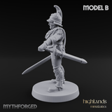 Plume Standing Proud Human Guards B Miniature for Dungeons and Dragons, Pathfinder or other TTRPGs