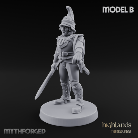 Plume Standing Proud Human Guards B Miniature for Dungeons and Dragons, Pathfinder or other TTRPGs