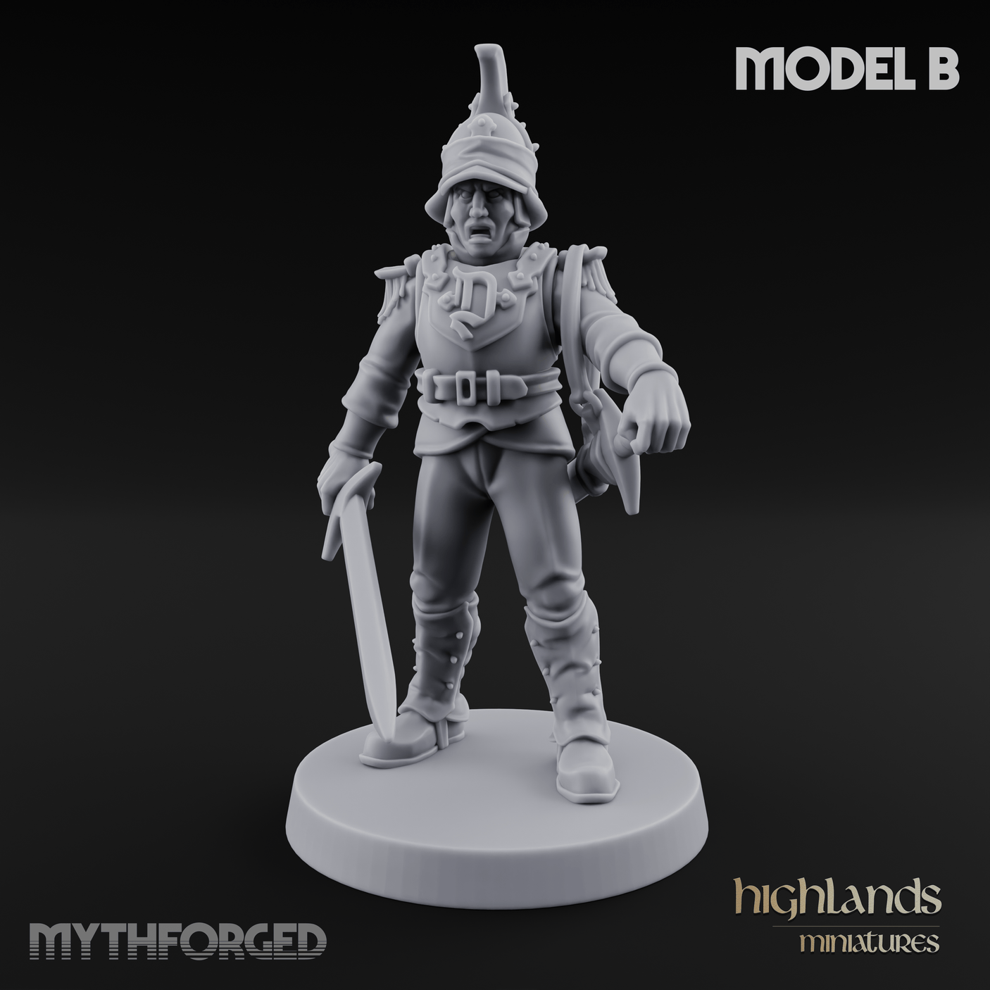 Plume Standing Proud Human Guards B Miniature for Dungeons and Dragons, Pathfinder or other TTRPGs