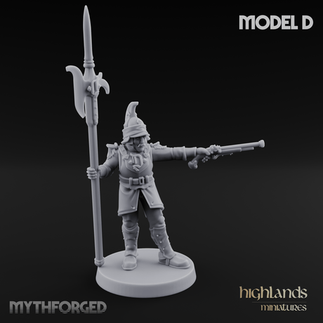 Plume Standing Proud Human Guards D Miniature for Dungeons and Dragons, Pathfinder or other TTRPGs