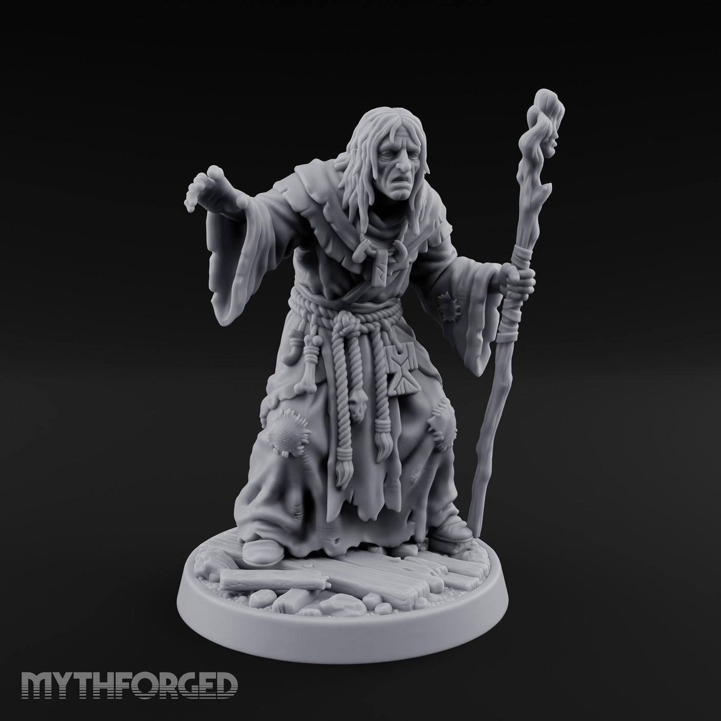 Claw Beckoning Human Swamp Priest Miniature for Dungeons and Dragons, Pathfinder or other TTRPGs