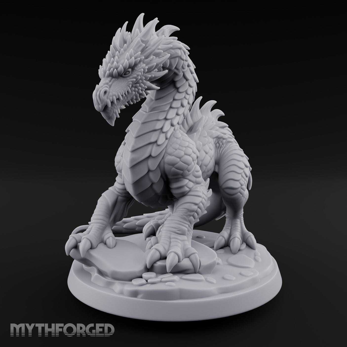 Claw Planting Head Craning Drake Hatchling Miniature for Dungeons and Dragons, Pathfinder or other TTRPGs