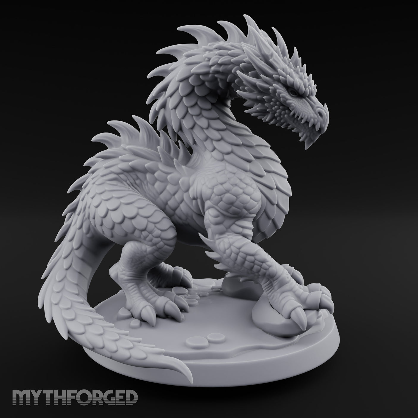 Claw Planting Head Craning Drake Hatchling Miniature for Dungeons and Dragons, Pathfinder or other TTRPGs