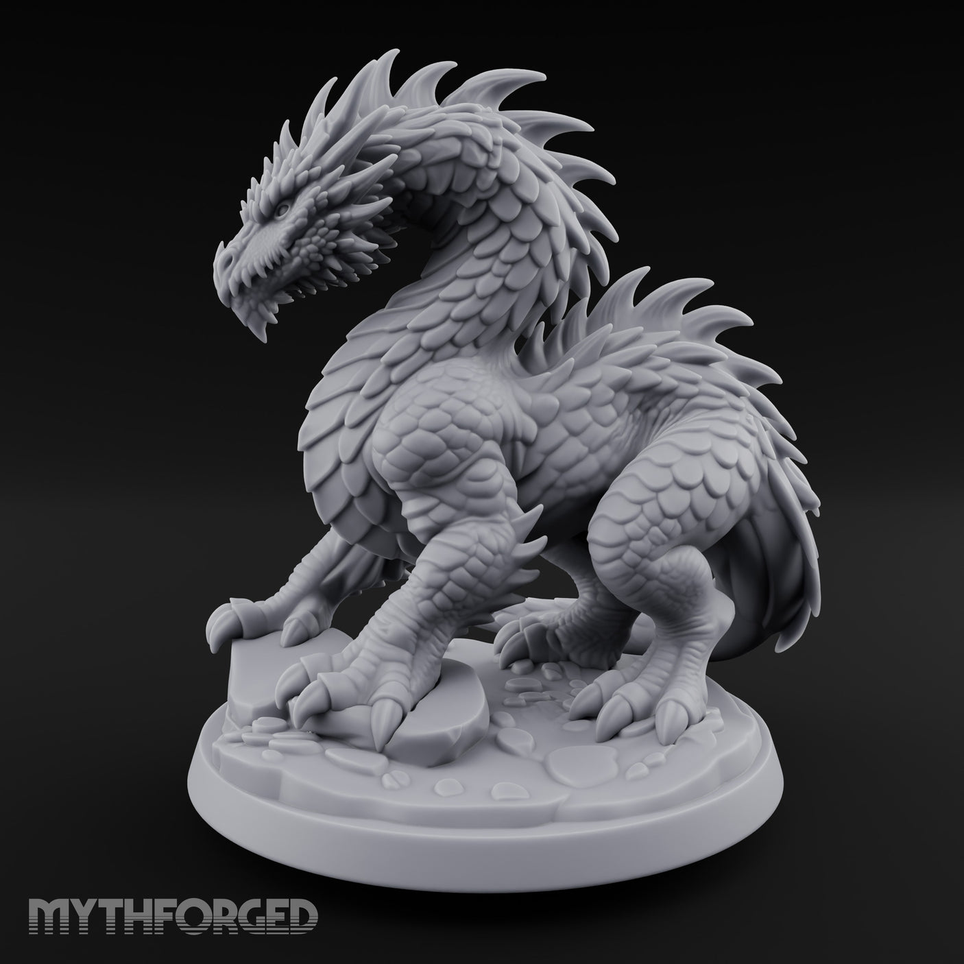 Claw Planting Head Craning Drake Hatchling Miniature for Dungeons and Dragons, Pathfinder or other TTRPGs