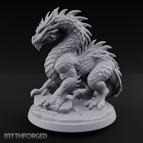 Claw Planting Head Craning Drake Hatchling Miniature for Dungeons and Dragons, Pathfinder or other TTRPGs